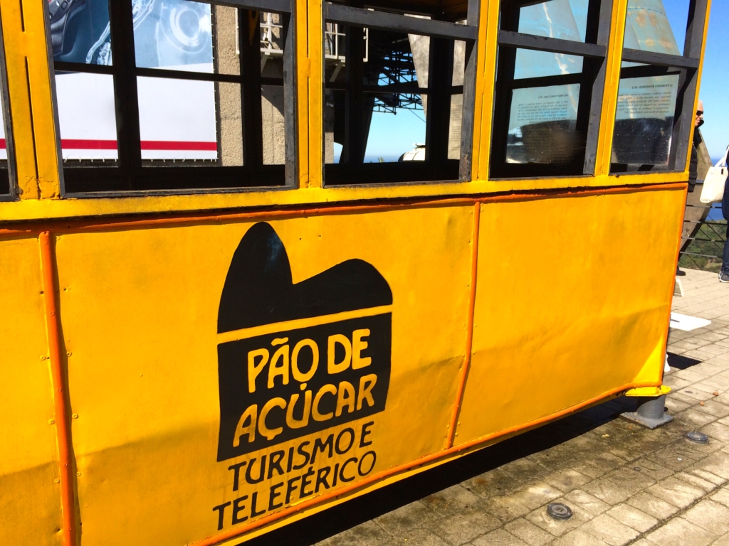 Yelloe Sugarloaf cablecar in Rio de Janeiro Brazil