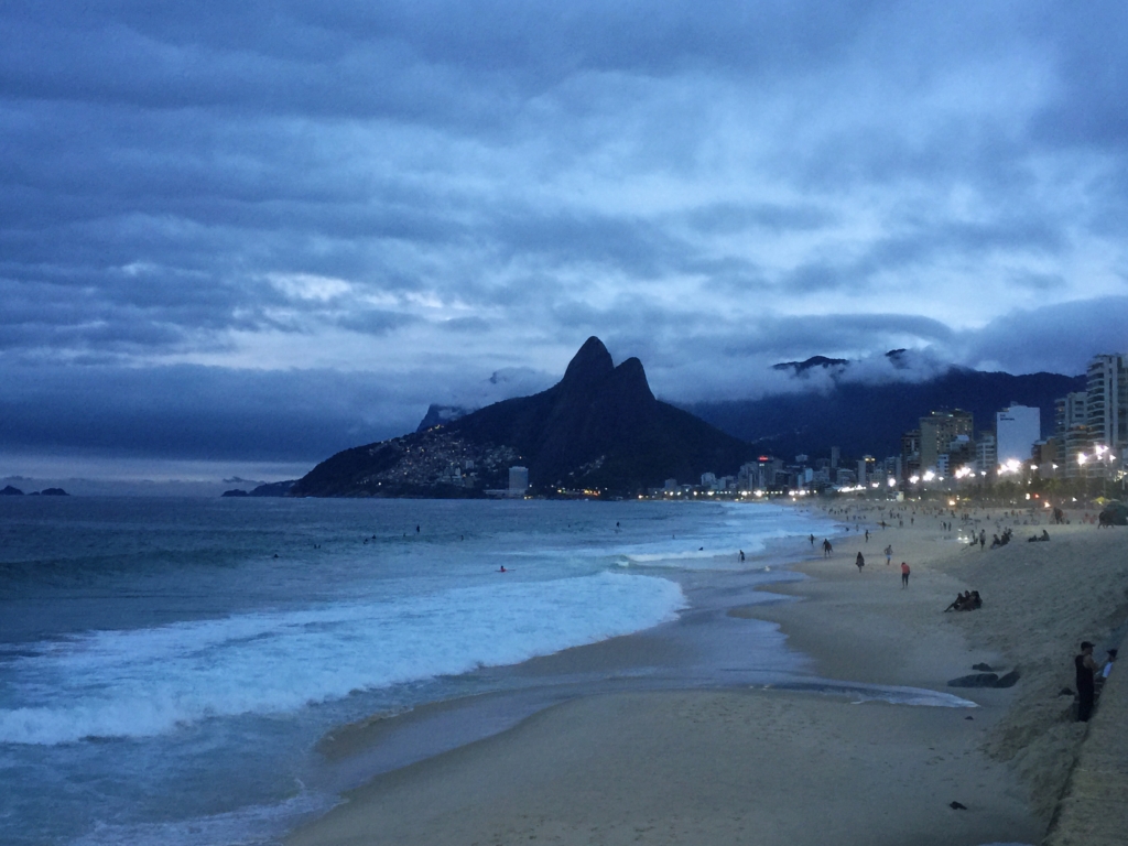 Copacabana Beach at Night in Rio de Janeiro Brazil