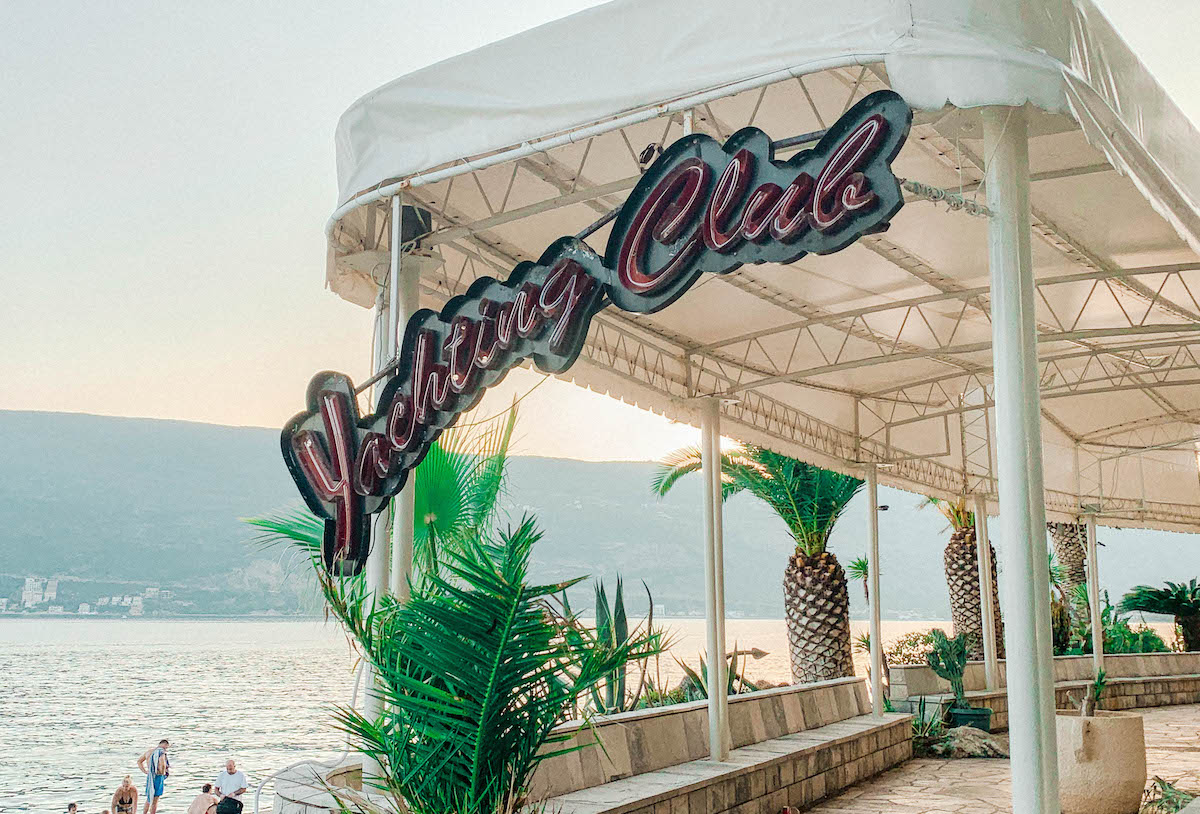 seaside promenade in Herceg Novi, Montenegro