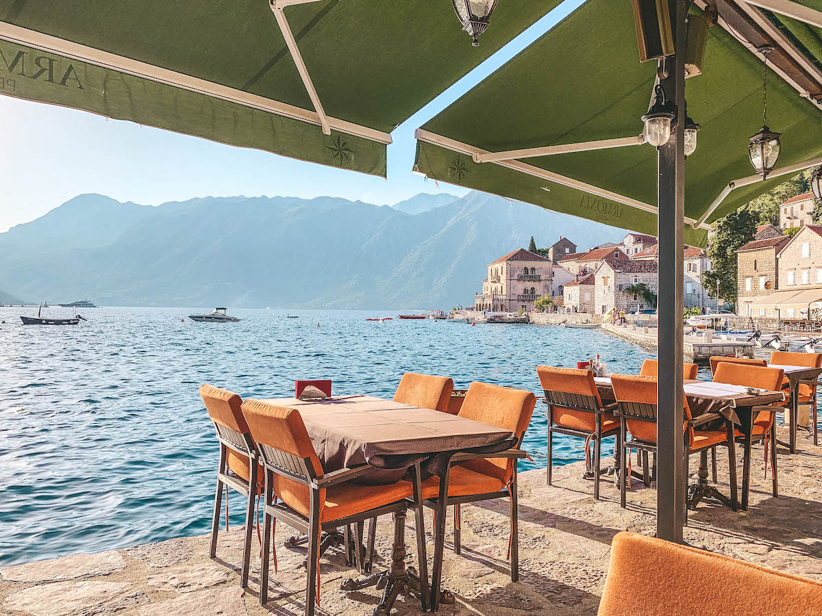 Perast Montenegro waterside cafe